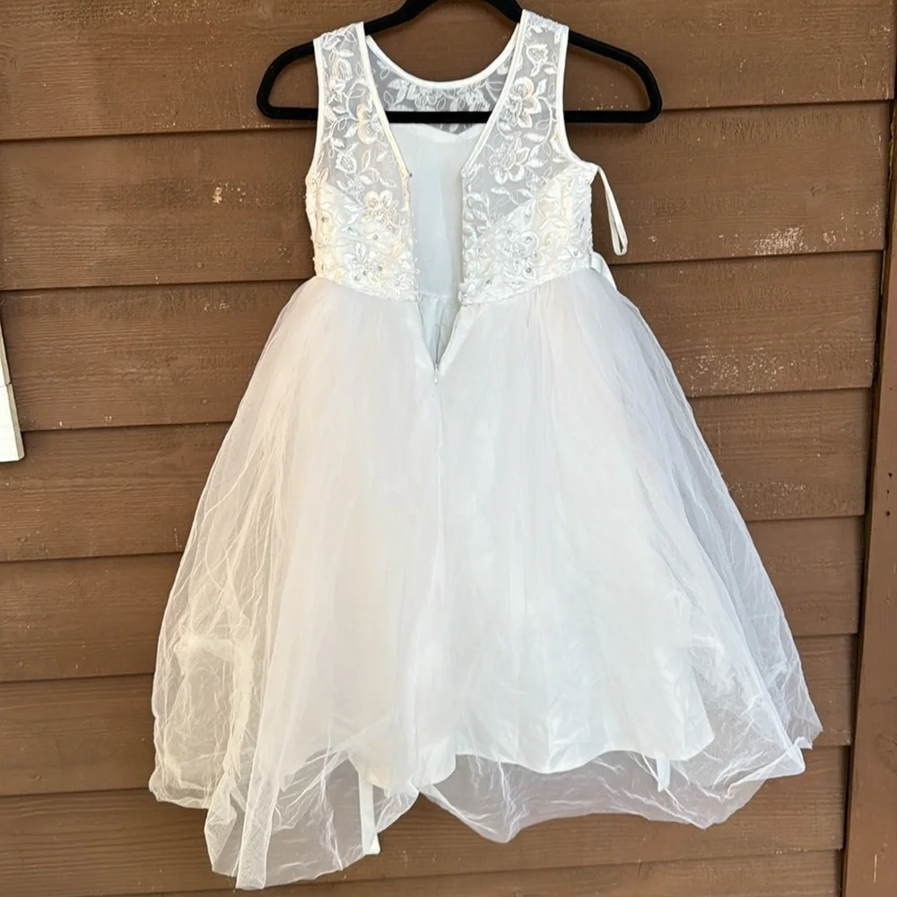 Tip top kids white formal dress with beating embellishments size 6